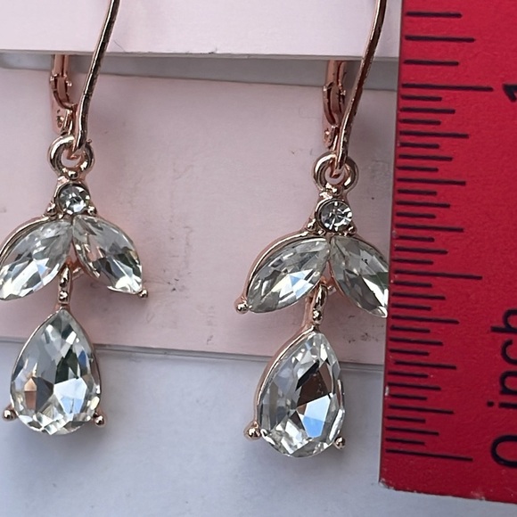 Double Drop Earrings You're Invited Rose Gold Tone Crystal KOHLS - Picture 4 of 6